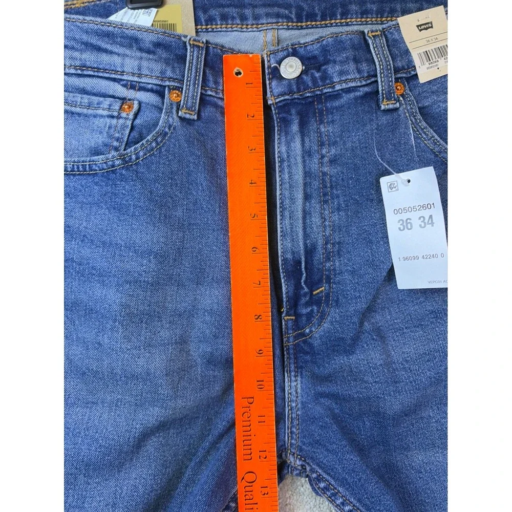 Levi's 505 Regular Fit Jeans Mens 36x34 Blue Stretch Straight Leg Workwear NEW